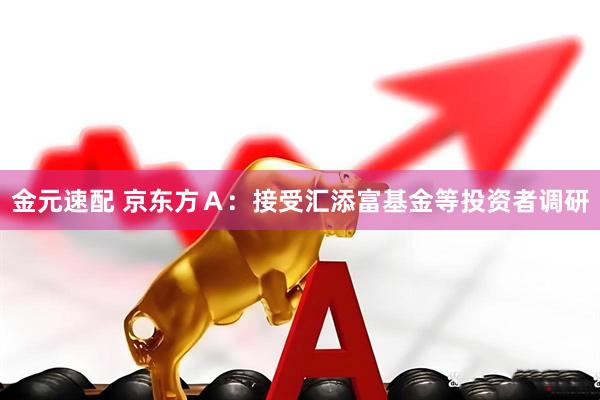 金元速配 京东方Ａ：接受汇添富基金等投资者调研
